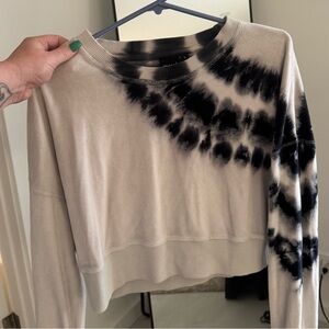 TIE DIE CROP CREW NECK PULLOVER